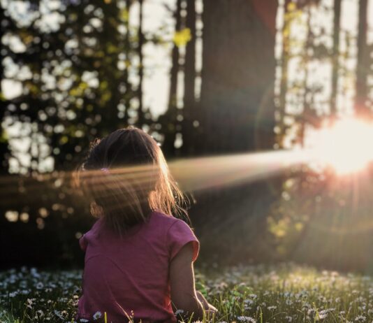 슬로우 라이프의 힘, 느린 식사가 건강을 바꾼다 girl sitting on daisy flowerbed in forest